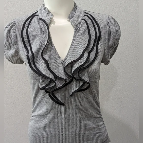 Heart Soul ruffled grey shirt - Picture 2 of 7